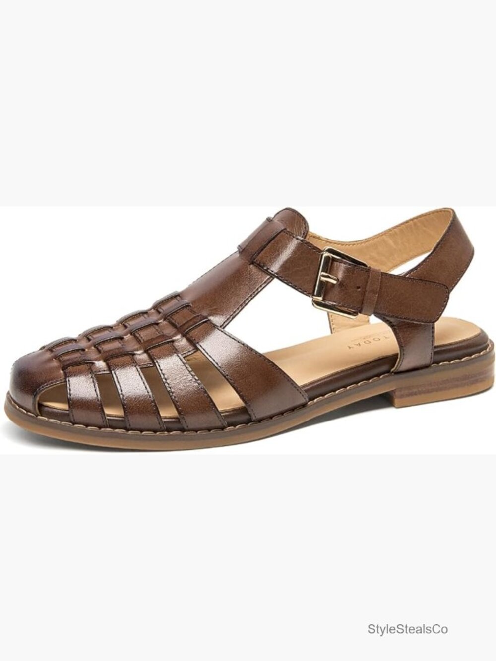 Fisherman Sandals with Adjustable Buckle Strap, Closed Toe Flat Gladiator